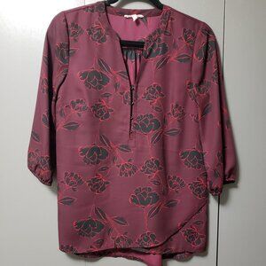 Maurices Floral Print Henley Blouse